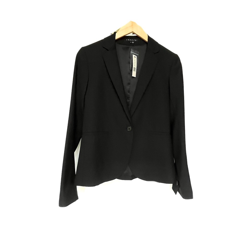 NWT | Theory | Black Wool Blend | Contemporary Women Blazer | Sz Medium - Picture 6 of 16